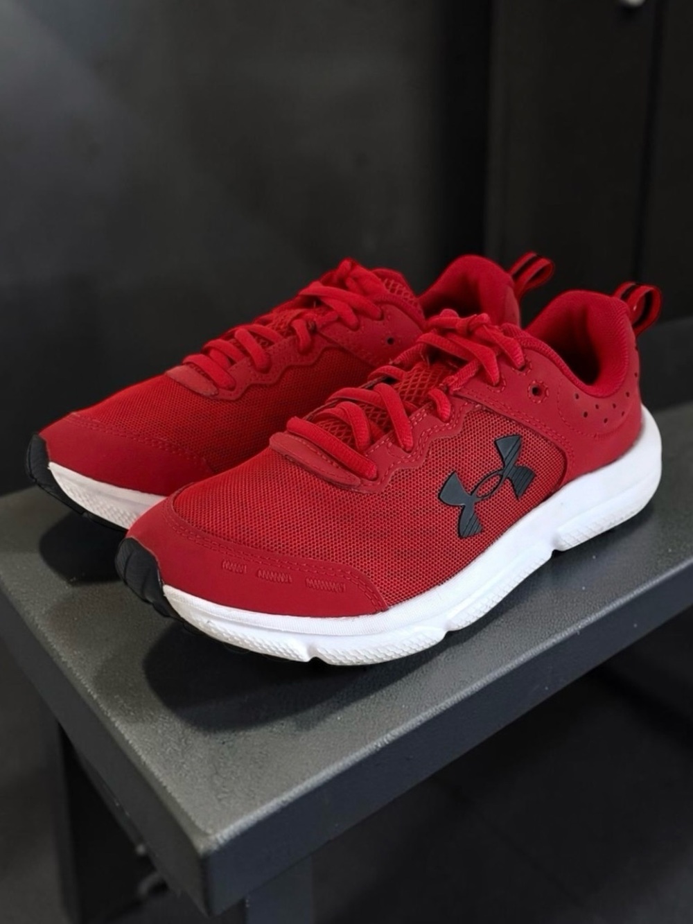 Under Armour Red & Black Sneakers — Youth Unisex Girls or Boys Big Kids 5Y